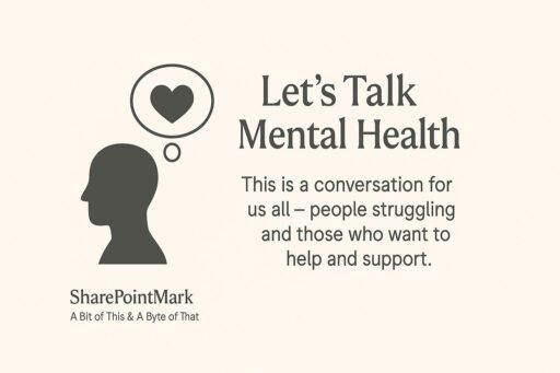 Silhouette of a person with a thought bubble containing a heart. The text reads: Let’s Talk Mental Health. This is a conversation for us all – people struggling and those who want to help and support.