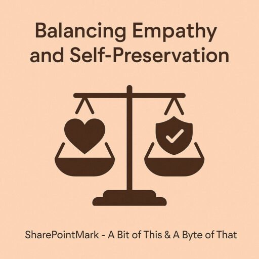 Balancing Empathy and Self-Preservation graphic on calm, lighter peach background