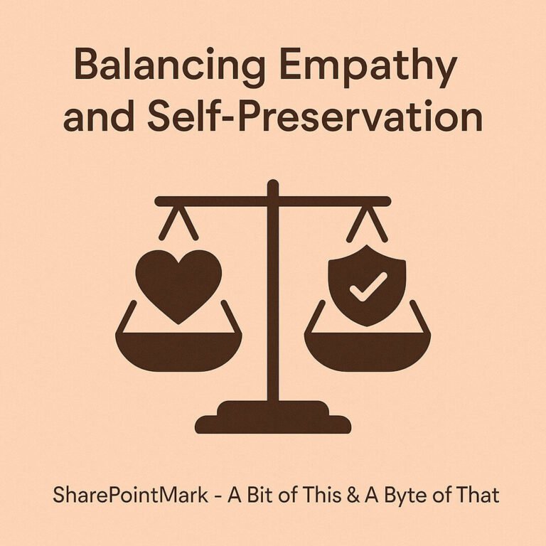 Balancing Empathy and Self-Preservation graphic on calm, lighter peach background