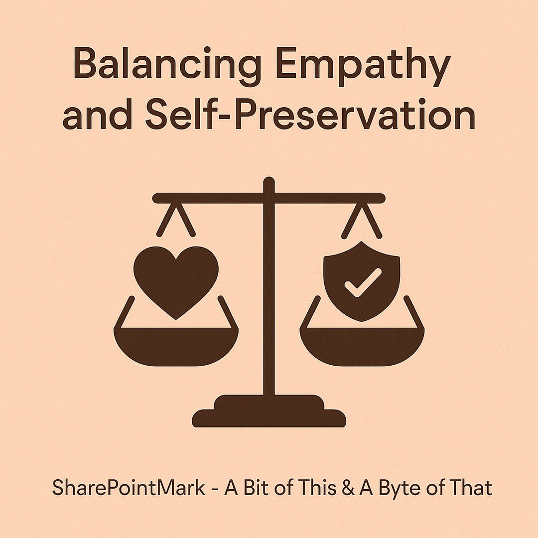 Balancing Empathy and Self-Preservation graphic on calm, lighter peach background