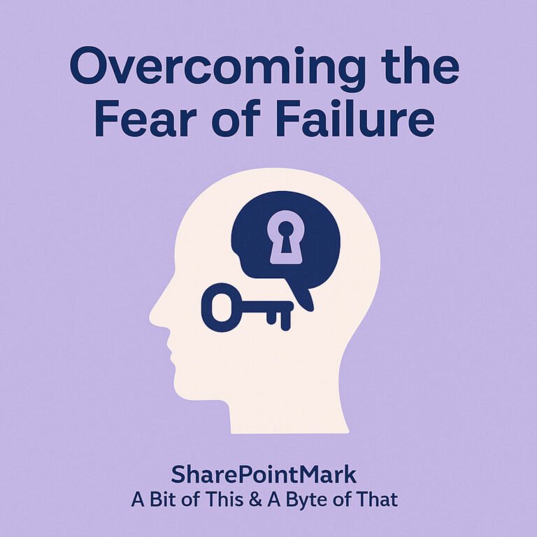 Overcoming the Fear of Failure graphic on pastel lavender background