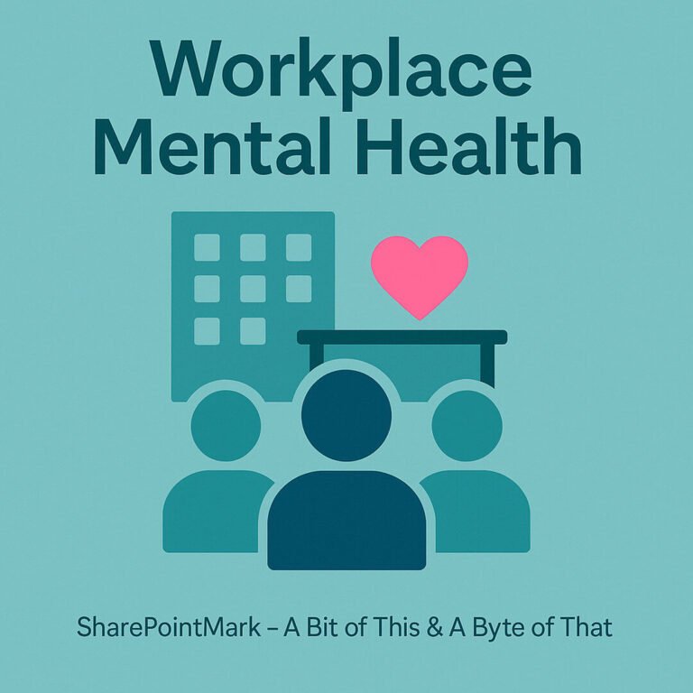 Workplace Mental Health graphic on calming teal background